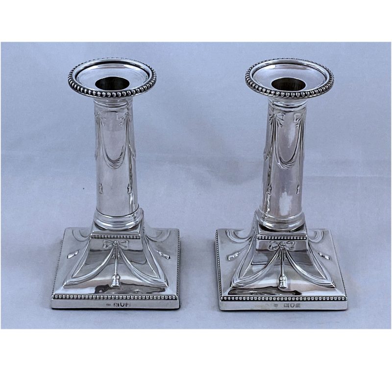 Pair of Edwardian Antique Silver Candlesticks made in 1903