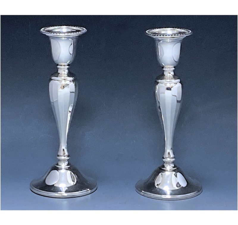 Pair of Art Deco Antique Silver Hallmarked Candlesticks made in 1937