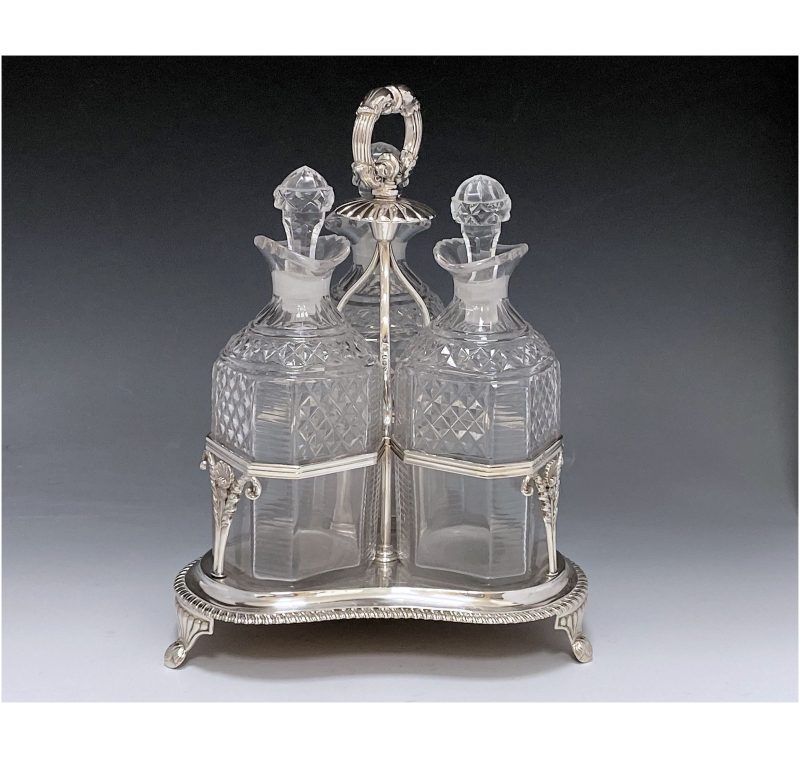 Set of Three George III Decanters in Silver Frame made in 1813