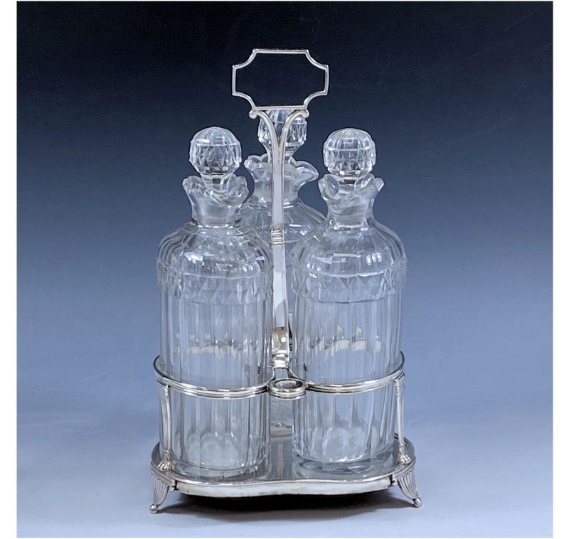 Set of Three George III Decanters in Silver Frame made in 1806