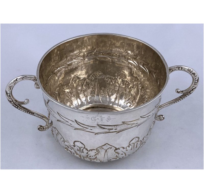 Antique Silver Charles II/James II Porringer made in 1685