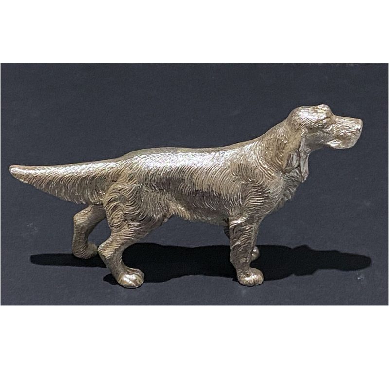 Hand Cast Silver Elizabeth II Retriever Dog made in 1966