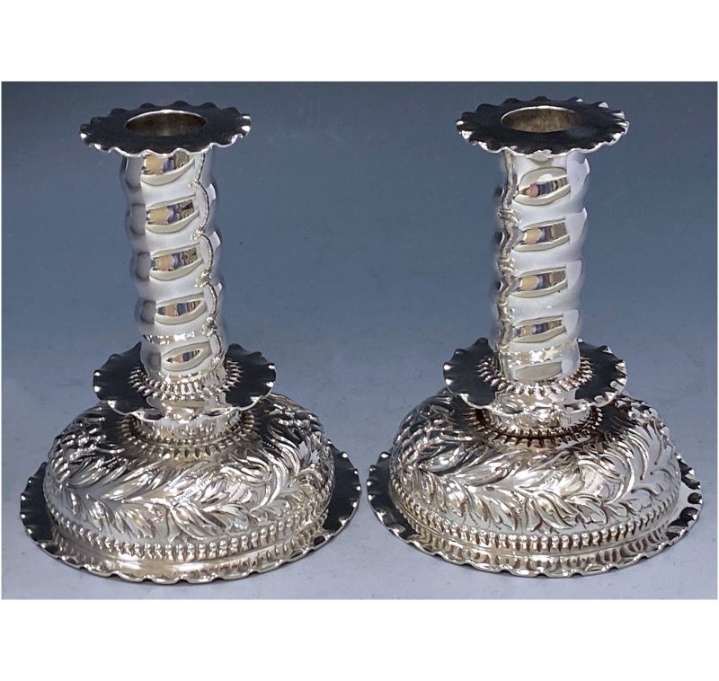 Pair of Victorian Antique Silver Candlesticks made in 1880