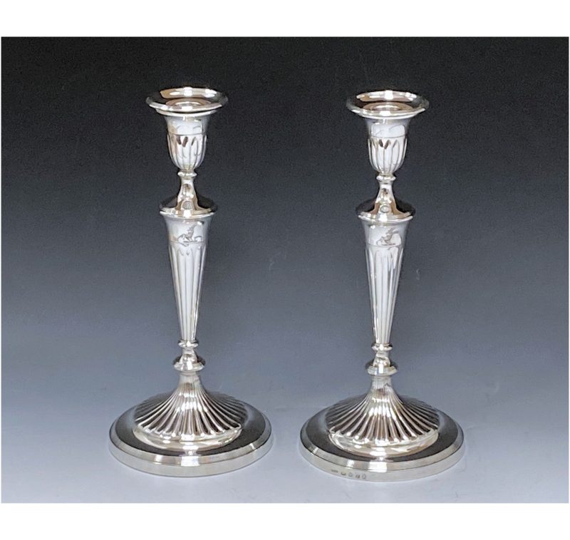 Pair of George III Antique Silver Candlesticks made in 1796