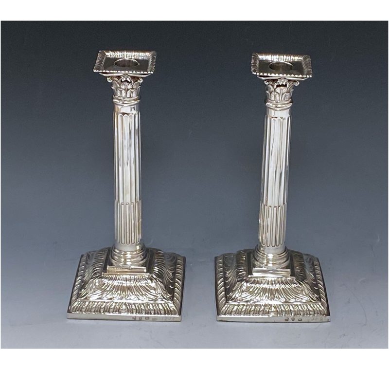 Pair of George III Antique Silver Candlesticks made in 1762