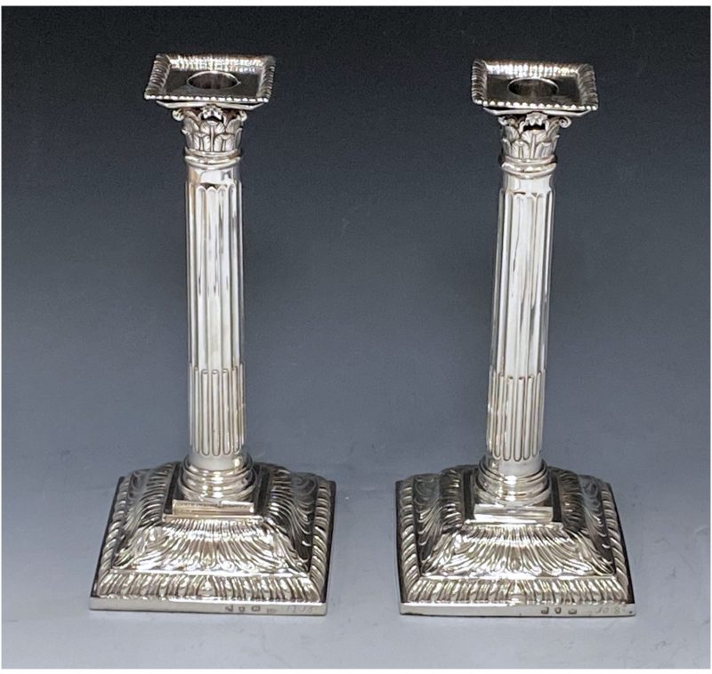 Pair of George III Antique Silver Candlesticks made in 1766