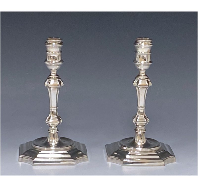 Pair of Elizabeth II Cast Silver Candlesticks made in 1985