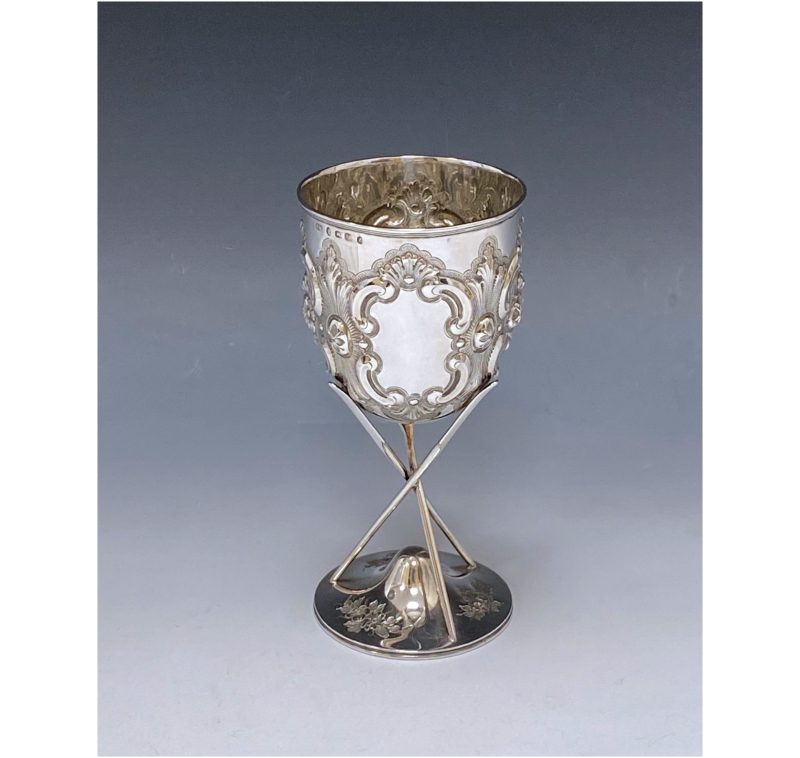 Antique Silver Victorian Goblet of Rowing Interest made in 1874