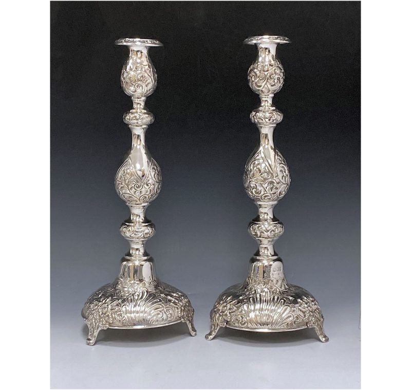 Pair of Victorian Antique Silver Large Candlesticks made in 1899