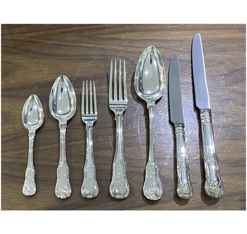 Antique Silver George III Hourglass Pattern Cutlery / Flatware Service made in 1806-15