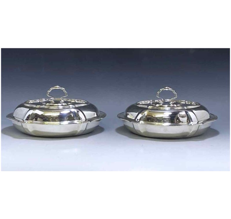 Pair of Edwardian Antique Silver Entree Dishes made in 1906