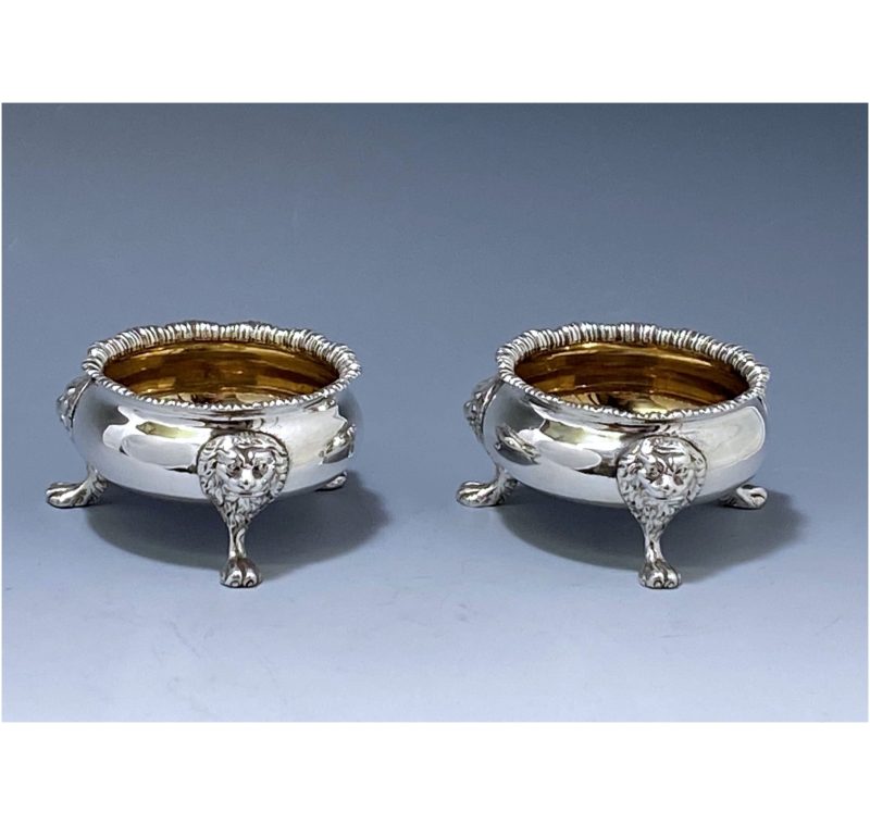 Pair of William IV Antique Silver Salt Cellars made in 1834