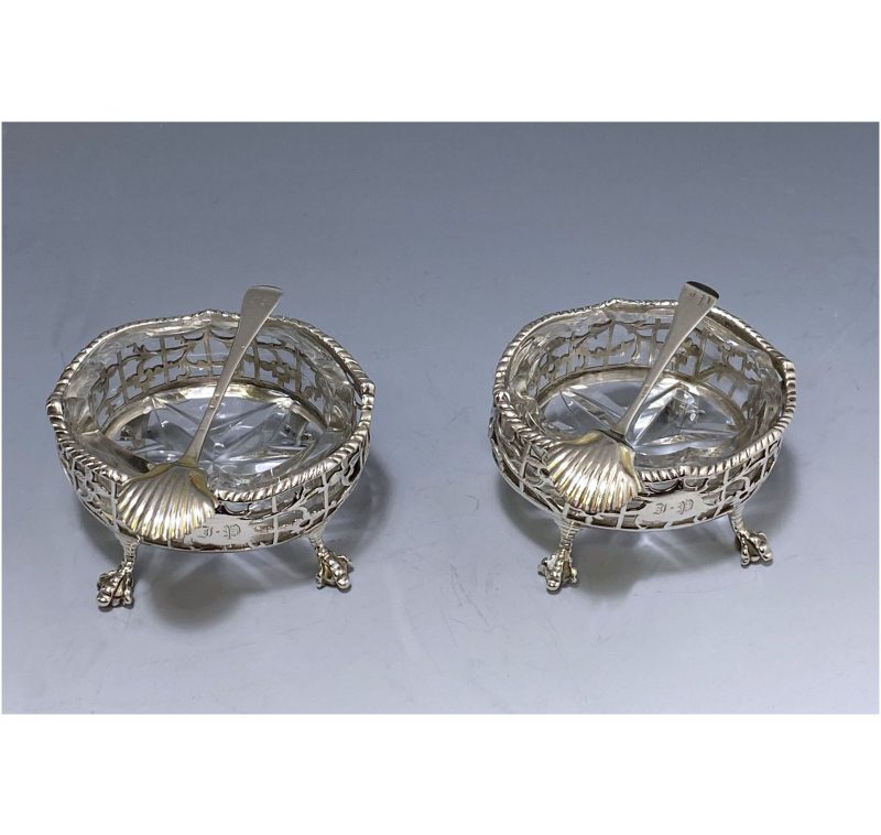 Pair of George III Antique Silver Salt Cellars made in 1767