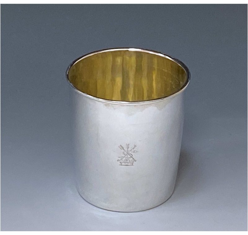 Antique Silver George III Beaker made in 1802 with the crest of Baron Ponsonby