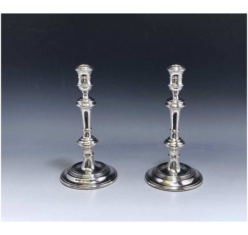 Pair of Elizabeth II Sterling Silver Candlesticks made in 1957