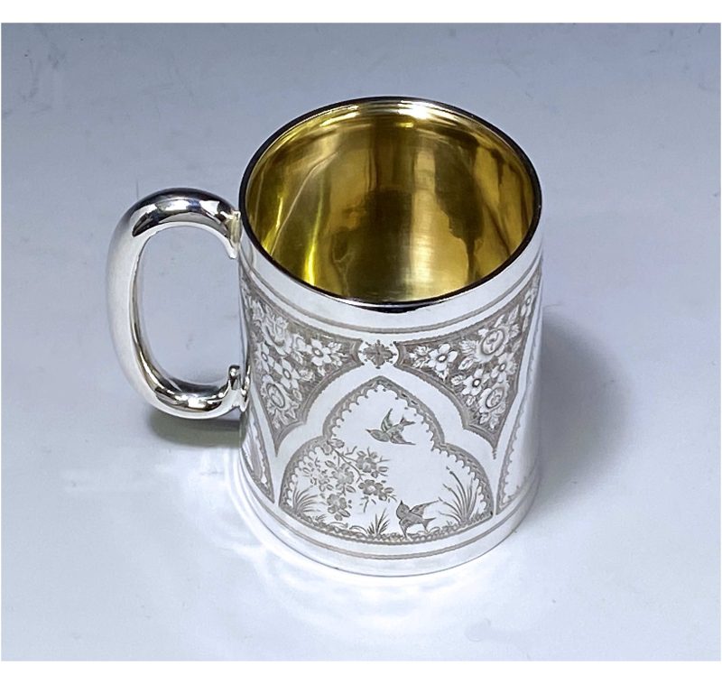 Antique Silver Victorian Child's Christening Mug made in 1888