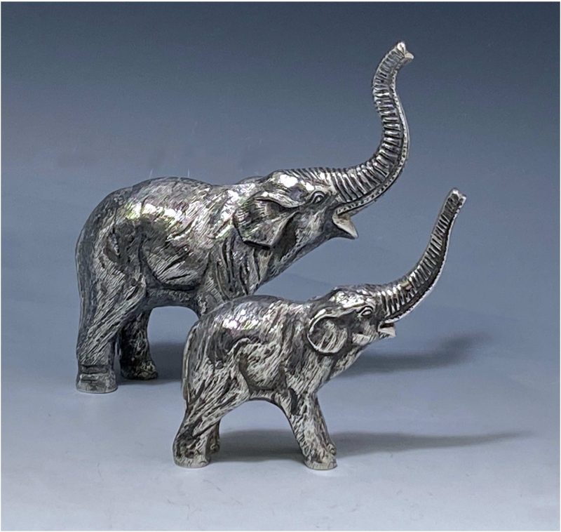 Pair of Elizabeth II Silver Elephants made in c.1970