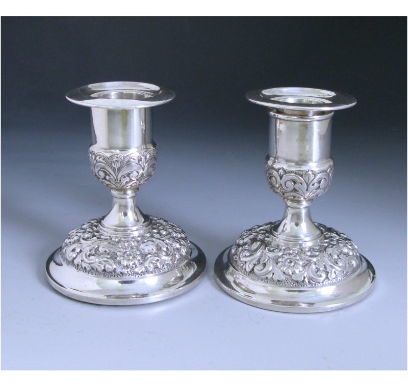 Pair of Victorian Antique Silver Candlesticks made in 1897-98