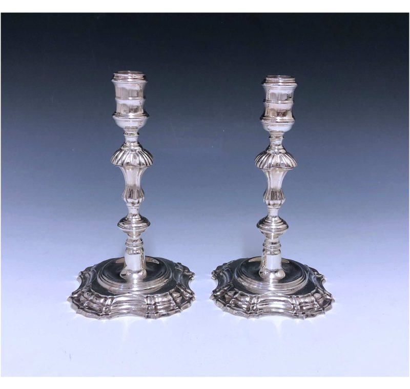 Pair of Elizabeth II Cast Sterling Silver Candlesticks made in 1975