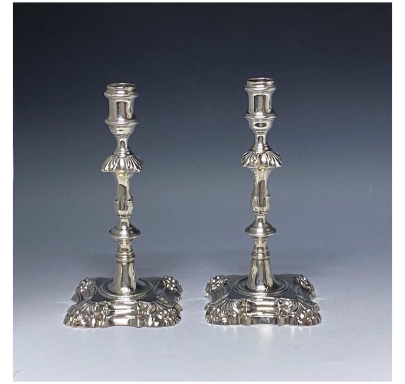 Pair of George III Antique Silver Candlesticks made in 1764