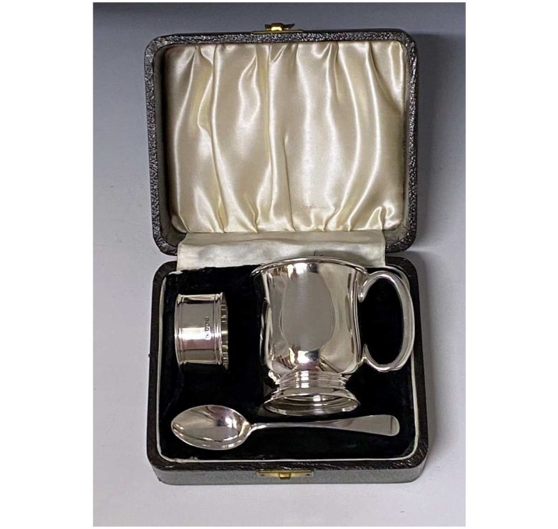 Antique Silver George VI Christening Set made in 1938-39