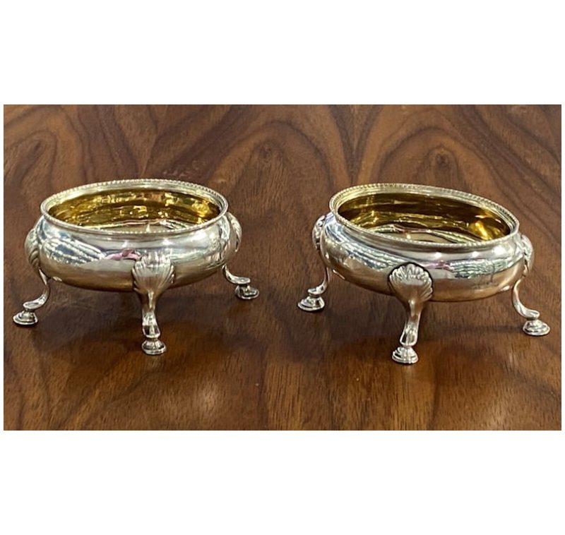 Pair of George III Antique Silver Salt Cellars made in 1781