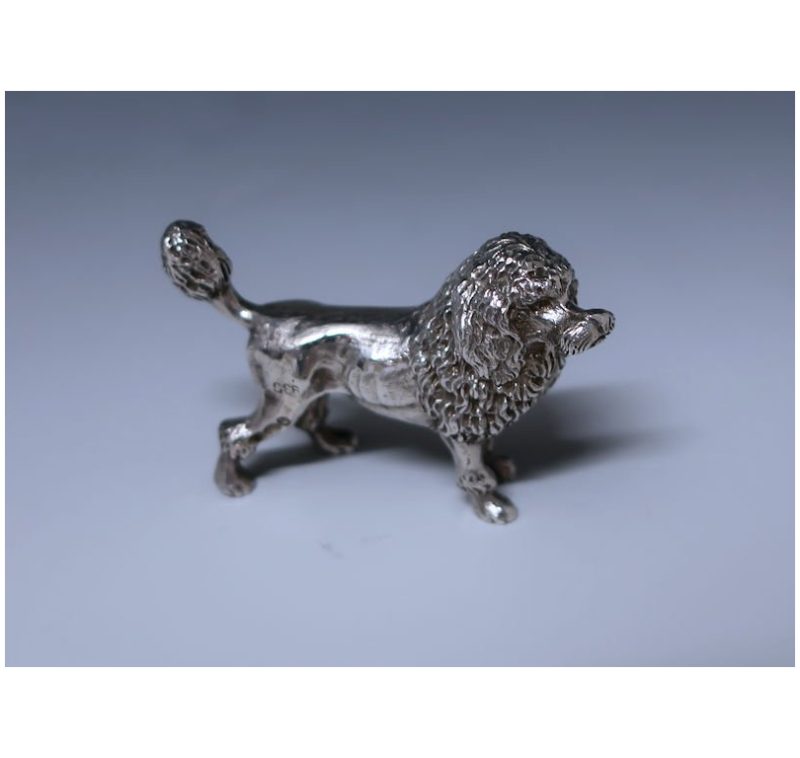 Antique Silver Edwardian Model of a Poodle made in 1904