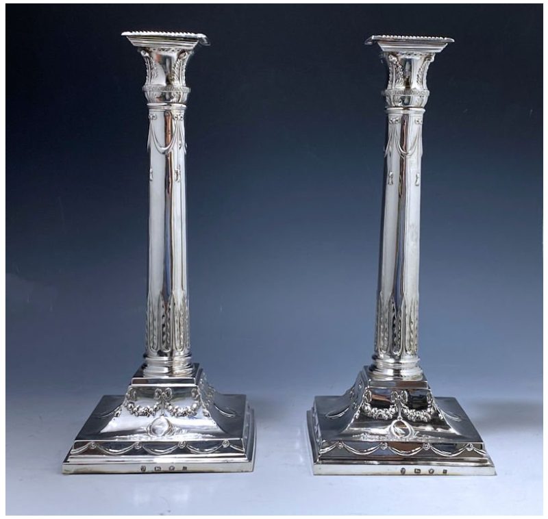 Pair of George III Antique Silver Candlesticks made in 1776