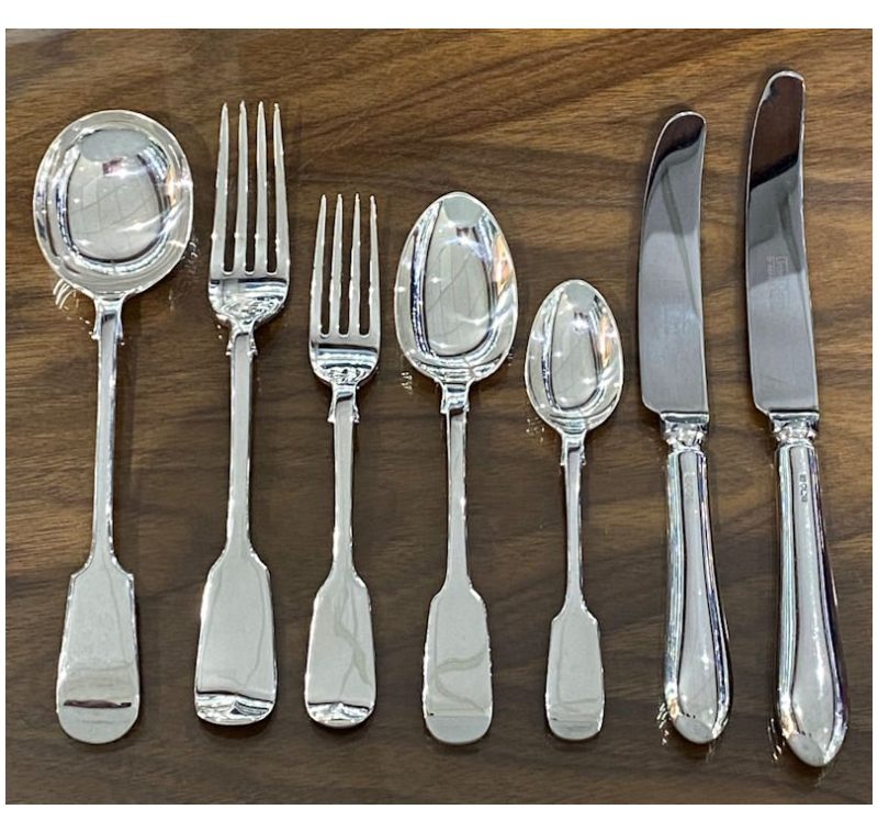 Antique Silver William IV/Victorian Fiddle Pattern Cutlery/Flatware Service made in 1831-1899