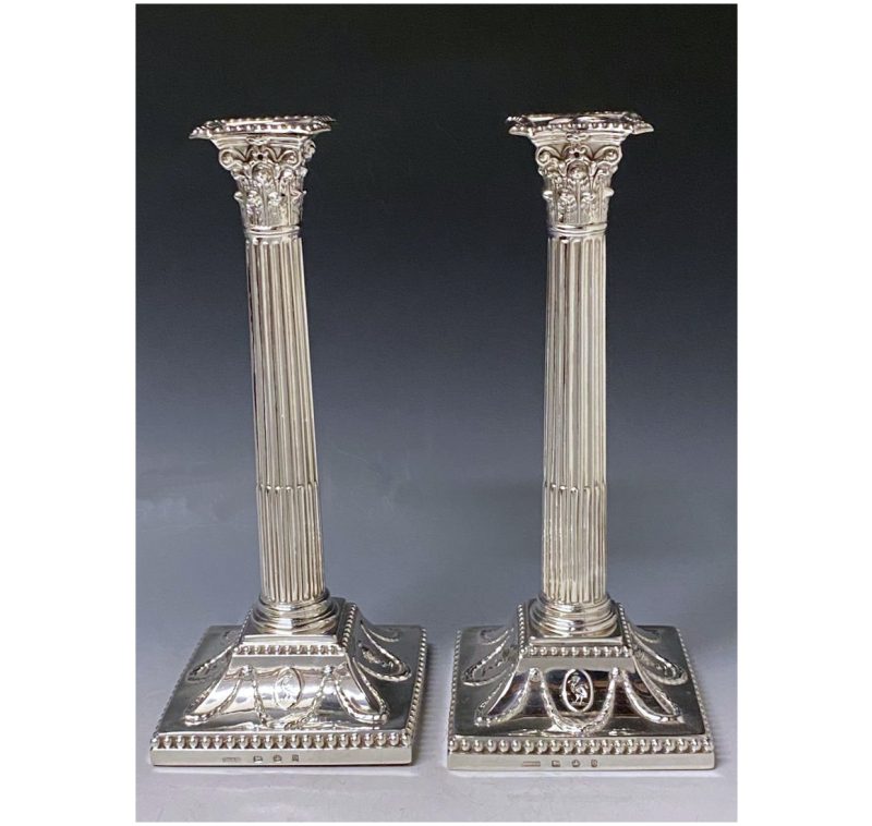 Pair of George III Antique Silver Candlesticks made in 1777