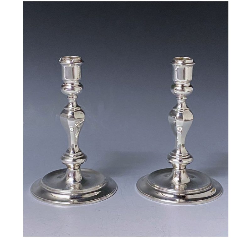 Pair of Queen Anne Style Sterling Silver Candlesticks made in 1987