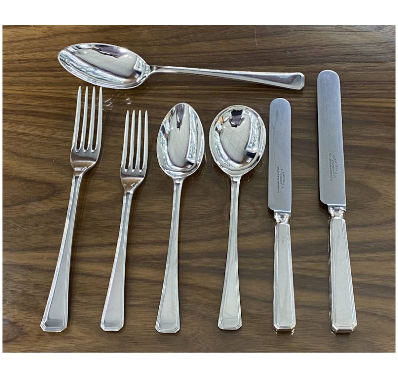 Antique Sterling Silver Art Deco Cutlery/Flatware Service made in 1936-37