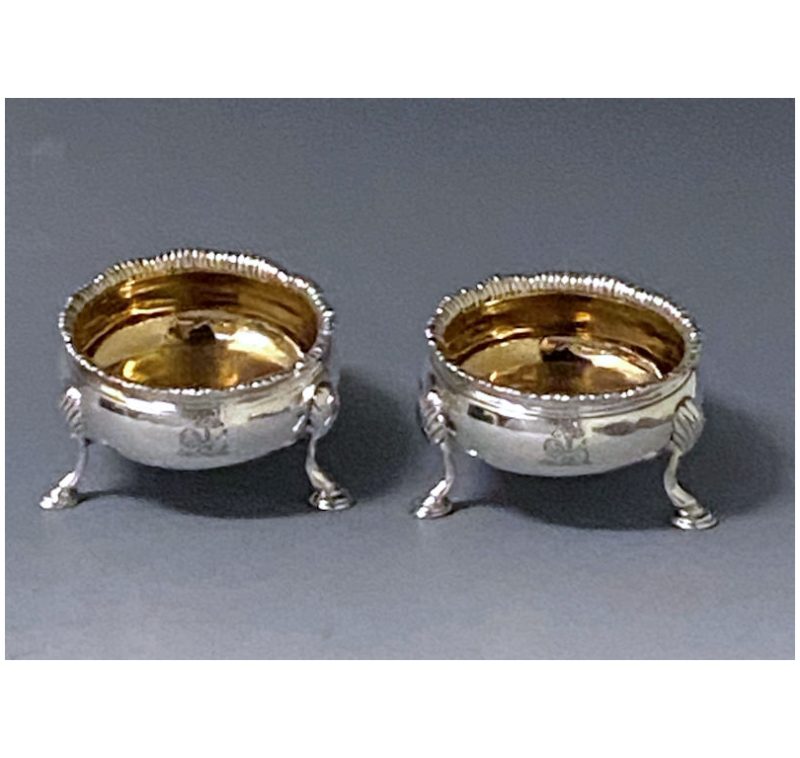 Pair of George III Antique Silver Salt Cellars made in 1785