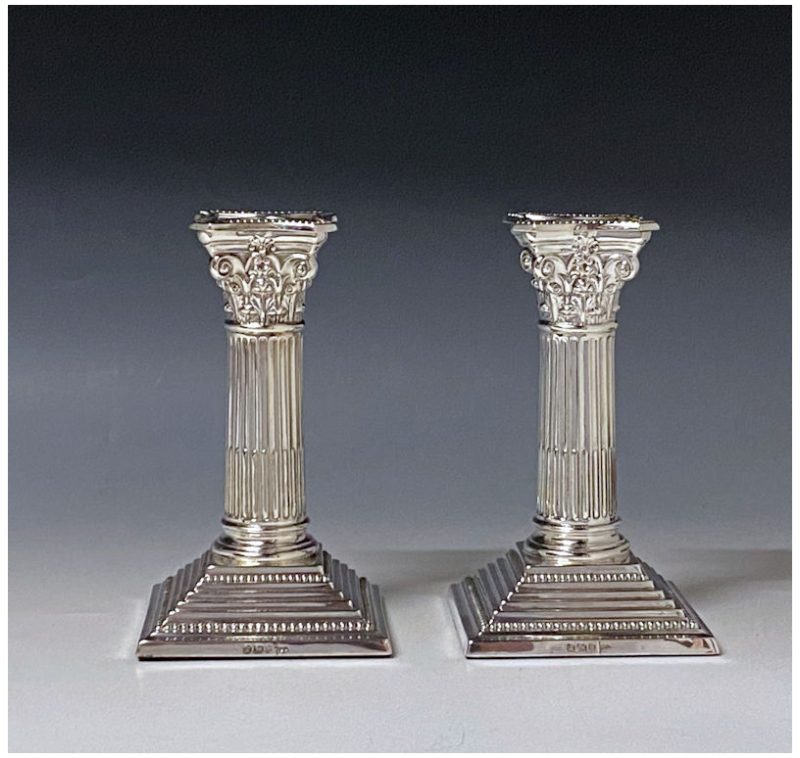 Pair of Victorian Antique Silver Candlesticks made in 1895