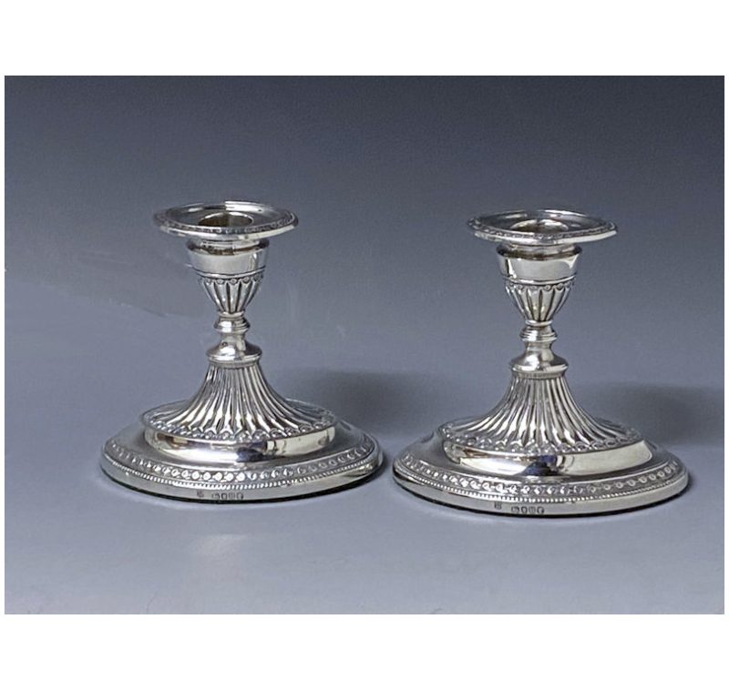 Pair of Victorian Antique Silver Candlesticks made in 1883