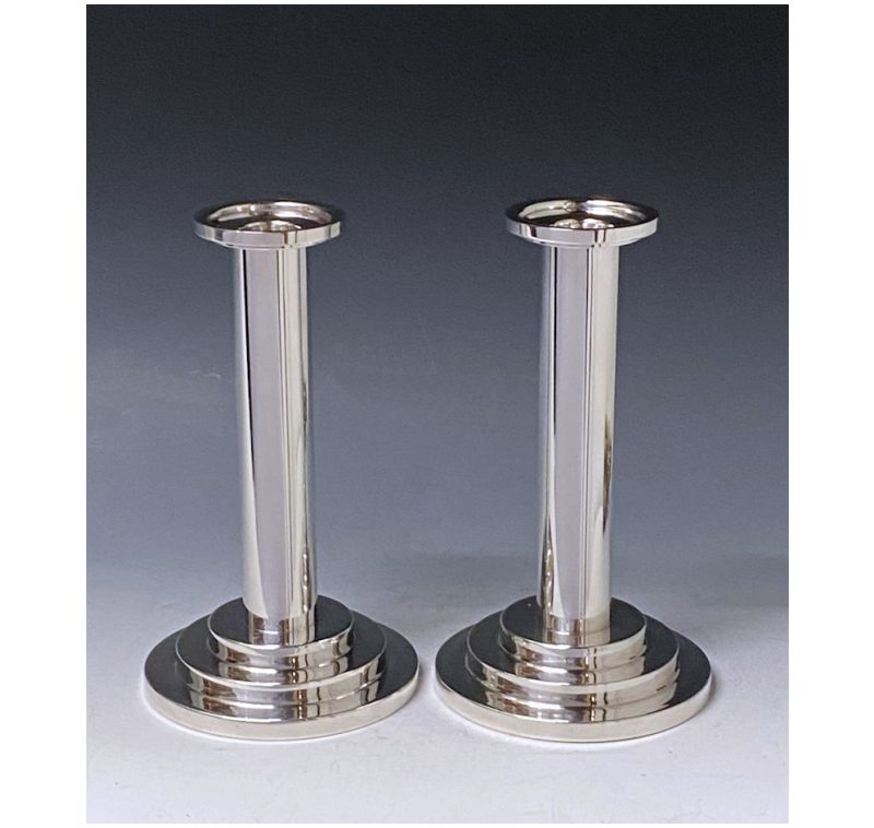 Pair of Danish Sterling Silver Candlesticks made in C 2005