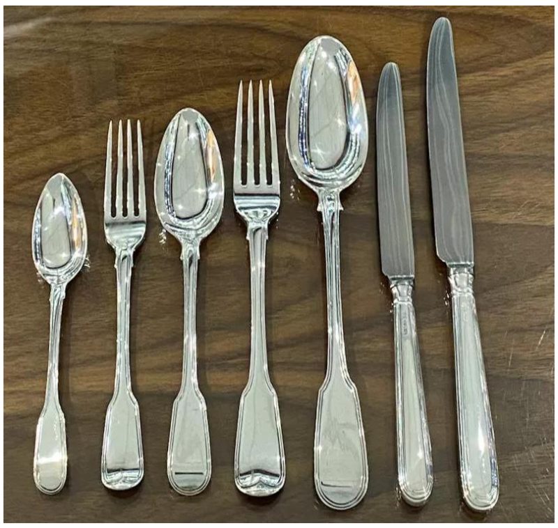 Antique Silver George III Fiddle Thread Cutlery/Flatware Service made in 1816-1819