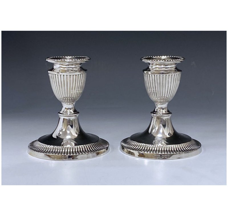 Pair of Victorian Antique Silver Candlesticks made in 1896