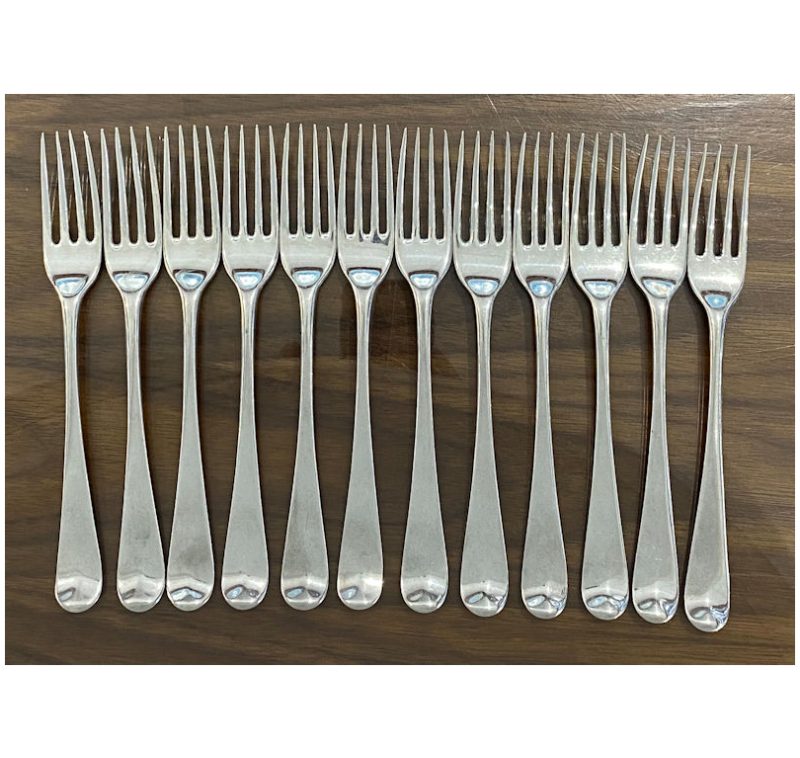 Set of Twelve George III Antique Silver Old English Table Forks made in 1783