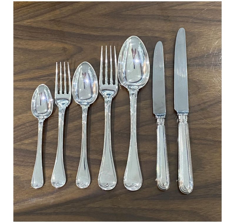 Antique Silver Hanoverian Military Thread Pattern Cutlery / Flatware made in 1836 - 1839