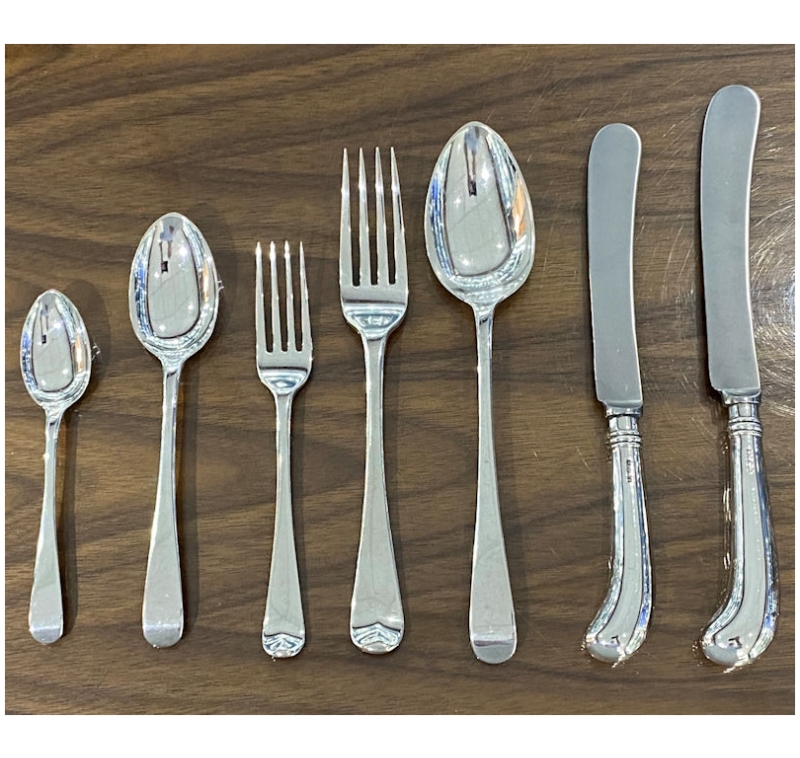 Antique Silver George III Old English Pattern Cutlery/Flatware Service made in 1809 -1813