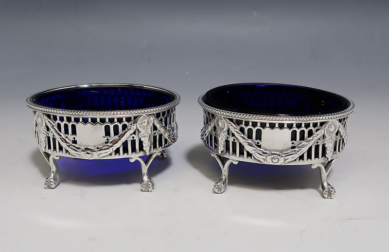 Pair of Antique Silver Victorian Salt Cellars made in 1880