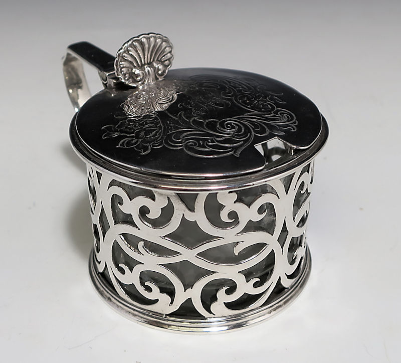 Antique Silver Victorian pierced Mustard Pot made in 1845