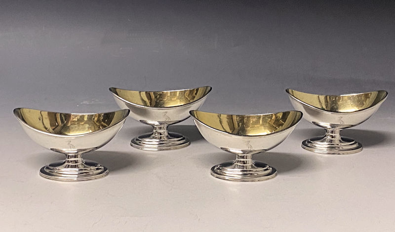 Set of Four Antique Silver  George III Salt Cellars made in 1793/4