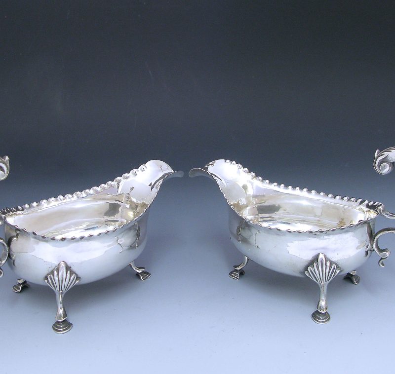 Pair of Antique Silver George III Sauceboats / Creamboats made in 1781